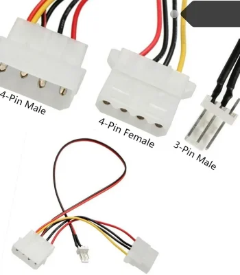 S-Link 4 Pin Erkek + Dişi To Molex 3 Pin PC Fan Adaptör Soketi Kablosu Güç Dönüştürücü